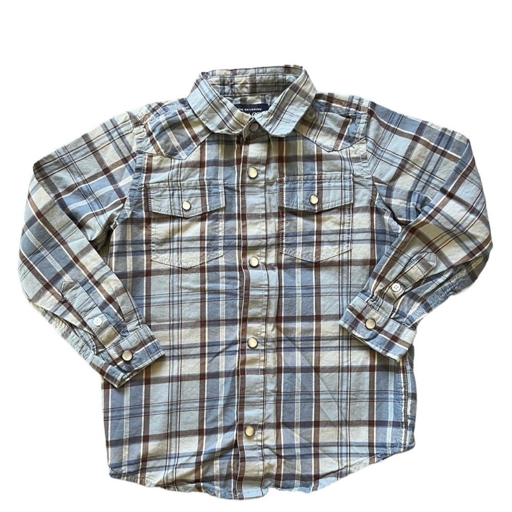 Children’s Place Boys Blue Plaid Button Down | 4T